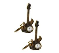 TENDYCOCO 2PCS Guitar Keychain Watch Vintage Musician Charm Keyring for Guitarchain Collectible