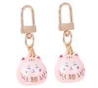 TENDYCOCO 2pcs Keychain Couple Keychain Fortune Cat Ornament Japanese Cat Key Holder Blessing Cat Decorative Cat Pendant Car Keychain Cute Keychains Car Keys Keychain Ceramic