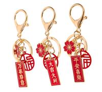 TENDYCOCO 3pcs Key Chain Chinese Keyrings Purse Decors Car Keys Keychain Bag Hanging Pendant Car Decoration 2023 Chinese Keychains Birthday Bunny Keychain Key Holder Bag Charm Metal Red
