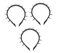 TENDYCOCO 3pcs Punk Rivet Headband Festival Headdress Hair Accessories Cosplay Party Hair Clasp Decorative Hair Hoop Headpiece Goth Headbands Spike Headband Halloween Headbands Zinc Alloy