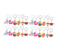 TENDYCOCO 48 Pcs Hawaiian Keychain Reliable Key Chain Ornament Summer Keychain Hawaii Car Hanging Ornament Pendant Wallet Keychain Key Holder for Car Pineapple Keychain Decor Key Ring PVC