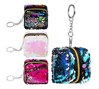 TENDYCOCO 4PCS Sequin Coin Purses Wallet Kids Coin Purse Cable Organiser Bags