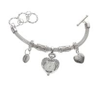 TENDYCOCO Bracelet Watches for Women Heart Decorated Charm Bracelet Watch Fashionable Rinestone Studded Wristwear