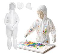 TENDYCOCO Disposable Kids One-Piece Protective Clothing with Hood Zipper Gloves and Shoe Covers Breathable Nonwoven Coverall for Children Indoor and Outdoor Safety