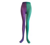 TENDYCOCO Elastic Carnival Party Pantyhose - Two Toned Green and Purple Long Tube Performance Stockings for Men and Women, Cosplay and Theme Party Accessory