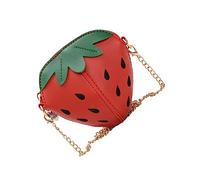 TENDYCOCO Fashionable Boys and Girls Crossbody Bag Strawberry Design Chain Belt Red for Girls' School Bag