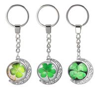 TENDYCOCO Four-Leaf Clover Keychain Set 3 Pieces Lucky Charms Women Keychain Rings Lightweight Alloy Bag Accessories Gifts for Girls