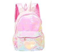 TENDYCOCO Girl'S Sparkly Unicorn Backpack Pink Flip Sequin toddler Bookbag Cute Hairball Glitter Daypack forTeens