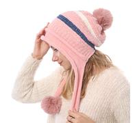 TENDYCOCO Knit Beanie With Pom Pom Peruvian Hat Skull Cap Earflap Winter Hats for Women