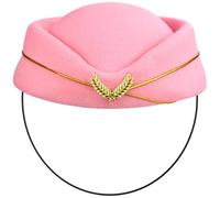 TENDYCOCO Ladies Stewardess Hat Flight Attendant Cap for Cosplay Party Dress up Accessories in Woolen Style 7.9X7.1X3.1 Inch