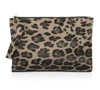 TENDYCOCO Leopard Print Clutch Bag Brown Envelope Handbag 12.2 Inch Chic Leopard Grain Wristlet for Women Daily Use Fashion Accessory