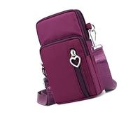 TENDYCOCO Mini Sports Bag for Women Oxford Cloth Messenger Bag Cellphone Pouch Crossbody for Sports Shopping Travel Everyday Wear Stylish Purple Design