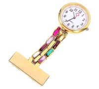 TENDYCOCO Nurse Fob Watch Rhinestones Fashionable Lightweight Clip Nursing Pocket Timepiece for Doctors Nurses and Students Quartz Movement Elegant Gold Design