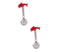 TENDYCOCO Nursing 2 Pcs Pocket Watch Nurse Watch Pin Digital Lapel Pin Nursing Badge Movement ES for Men Fob ES Mini Gifts Zinc Alloy Luminous Ladies Red