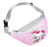TENDYCOCO Pack Girl Fashion Bag for Ladies Chest Pouch Unicorn Waist Pouch Belt Bag for Men Unicorn Cross Body Purse Waist Fitness Pink Cosmetic Sequins