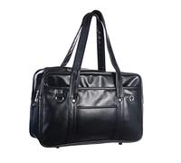 TENDYCOCO Pu Waterproof Shoulder Bag for Students Large Capacity Crossbody Handbag Unisex Laptop Tote for Commuting and Travel Black Color