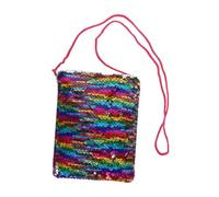 Girls Glitter Sequin Mini Messenger Crossbody Bag Small Fashionable Square Shoulder Handbag Seven-colored Silver for and Everyday Wear