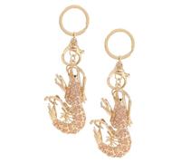 TENDYCOCO Shrimp Keychain Rhinestone Inlay Festive Metal Key Chain for Backpack Bag Pendant