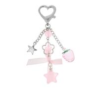 TENDYCOCO Sweet Cool Fresh Keychain Wallet Star Keyring Coquette Accessories Strawberry Key Chain Bag Charms Pendant Aesthetic Keychains Pink Strawberry Purse Decor Metal