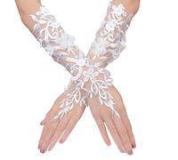 TENDYCOCO Women's Formal Wedding Gloves, White, Lace, Size 16 x 10 x 0.5 cm