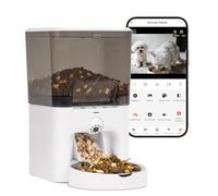 TENECUTE Automatic Cat Feeder with Camera, 6L Cat Food Dispenser, Scheduled Auto Pet Feeder, Smart App Remote Monitoring with Night Vision, 5G/2.4G WiFi, Low Food Alerts,2-Way Audio