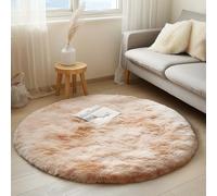 Tenekee Round Rugs for Bedrooms Fluffy Living Room Circle Area Rug Soft Shaggy Carpet for Kids Room Floor Mat(Khahi white, 80cm)