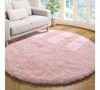 Tenekee Round Rugs for Bedrooms Fluffy Living Room Circle Area Rug Soft Shaggy Carpet for Kids Room Floor Mat (Pink, 160cm)