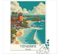 Tenerife Canary Islands Adults 1000 Pieces Puzzle | antique style map artwork for history lovers to enjoy recreating an old world map in your free time to enjoy at home50x75cm