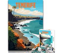 Tenerife Spain Jigsaw Puzzles for Teenagers 1000,Learning Educational Toys Family Games with Matching Poster And Trivia Sheet 50x75cm
