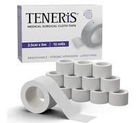 Teneris Athletic Zinc Oxide Cotton Sports Tape 2.5cm x 5m - 12 Rolls Value Pack - White Tape for Joint Support, Blister Prevention and Strapping for Boxing, BJJ, Climbing, Rowing & Weightlifting