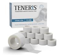 Teneris Microporous Clear Medical Tape 2.5cm x 5m - 12 Rolls Value Pack - Breathable, Hypoallergenic, Latex-Free, Water-Resistant, Easy to Tear - for Dressings, Bandages & First Aid Use