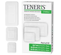 Teneris Sterile Adhesive Wound Dressings - Pack of 30 Assorted Sizes (6×7, 8×10, 8×15) - Individually Wrapped, Breathable Surgical Plasters for Post-Operative Wound Care & Medical Device Fixation