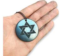 TENET - Natural Shungite Stone 100% Russia (Hexagram Pendant - Star of Davide - Heart Chakra 50 mm)