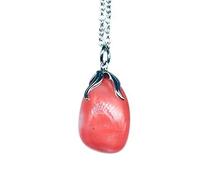 TENET - Pendant with genuine mineral hard stone and stainless steel chain, unisex, Stainless Steel, Amethyst