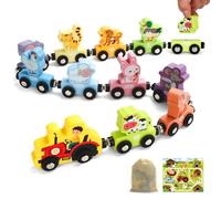 TenFans Magnetic Animal Train Toys for 1-3 Year Old Boys, Wooden Toddler Learning Set 11 Pcs, First Birthday Gifts, Montessori Educational