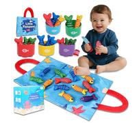 TenFans Montessori Fabric Fishing Game for Babies 1-3 - Stacking Cups & Color Sorting Toy - First Birthday Gift Set - Travel Sensory Learning Activity