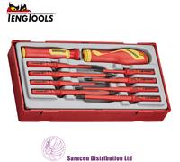 Teng Tools Insulated Screwdriver Set 10-piece TTV710N - 1000V Slotted/PH/PZ Interchangeable Red