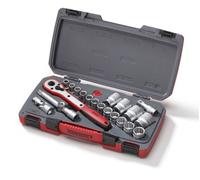 Teng 21 Piece 1/2" Drive Bi-Hex 12-Point Socket, Ratchet, Tool Set & Case, T1221
