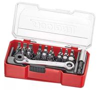 Teng 29 Piece 1/4" Mini Ratchet Spanner Holder & Screwdriver Bit Set, TJ1429