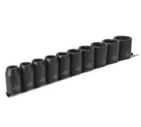 Teng 9121 10 Piece Metric Impact Socket Set 1/2in Square Drive