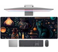 Cute Anime Cat Desk Mat Kawaii Cats Mouse Pad, XL Large Extended Gaming Desk Pad Mousepad, Women Desk Decor Pad Computer Laptop Keyboard and Wireless Mouse Mat with Stitched Edges 31.5x11.8 in