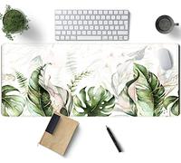 Teng DA Qing Green Tropical Leaves Desk Mat XL Large Gaming Mouse Pad Sage Plant Laptop Keyboard Office Supplies Decor Accessories for Women, Mats Pads on top of Desks, 31.5x11.8x0.12 in, XCD-77