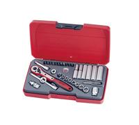 Teng Imperial Deep And Standard Socket Set 35 Pc A/F 1/4in Drive 6Pt T1435AF