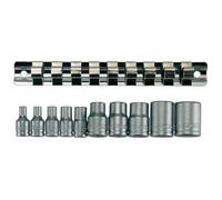 Teng M3814 11piece Clip Rail Tx-E Socket Set - 3/8in and 1/4in Square Drive