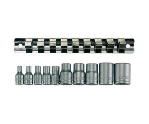 Teng M3814 11piece Clip Rail Tx-E Socket Set - 3/8in and 1/4in Square Drive