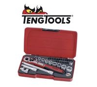 TENG T3834 34pc 3/8" Metric Socket Set Ratchet & Screwdriver Bit Set 8mm-19mm