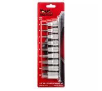Teng Tools 1/2in Drive 9 Piece Hex Socket Bit Set on a Socket Rail 5-17mm M1212