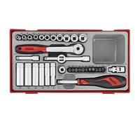 Teng Tools 1/4in Drive 35 Piece Metric 6 Point Socket & Accessory Set TT1435