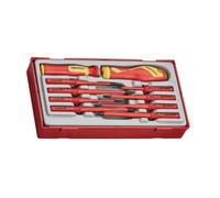 Teng Tools 10 Piece 1000 Volt Insulated Screwdriver Set | Electricians Tools | Slotted, Phillips (PH), Pozidriv (PZ) Interchangeable Blades - TTV710N, Red