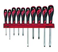 Teng Tools 10 Piece Screwdriver Set with Wall Rack, Flat, PH & PZ